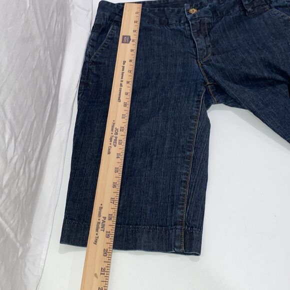 Tory Burch Dark Blue Trouser Shorts Gold Tone Signature Button Zipper Closure - Picture 12 of 14